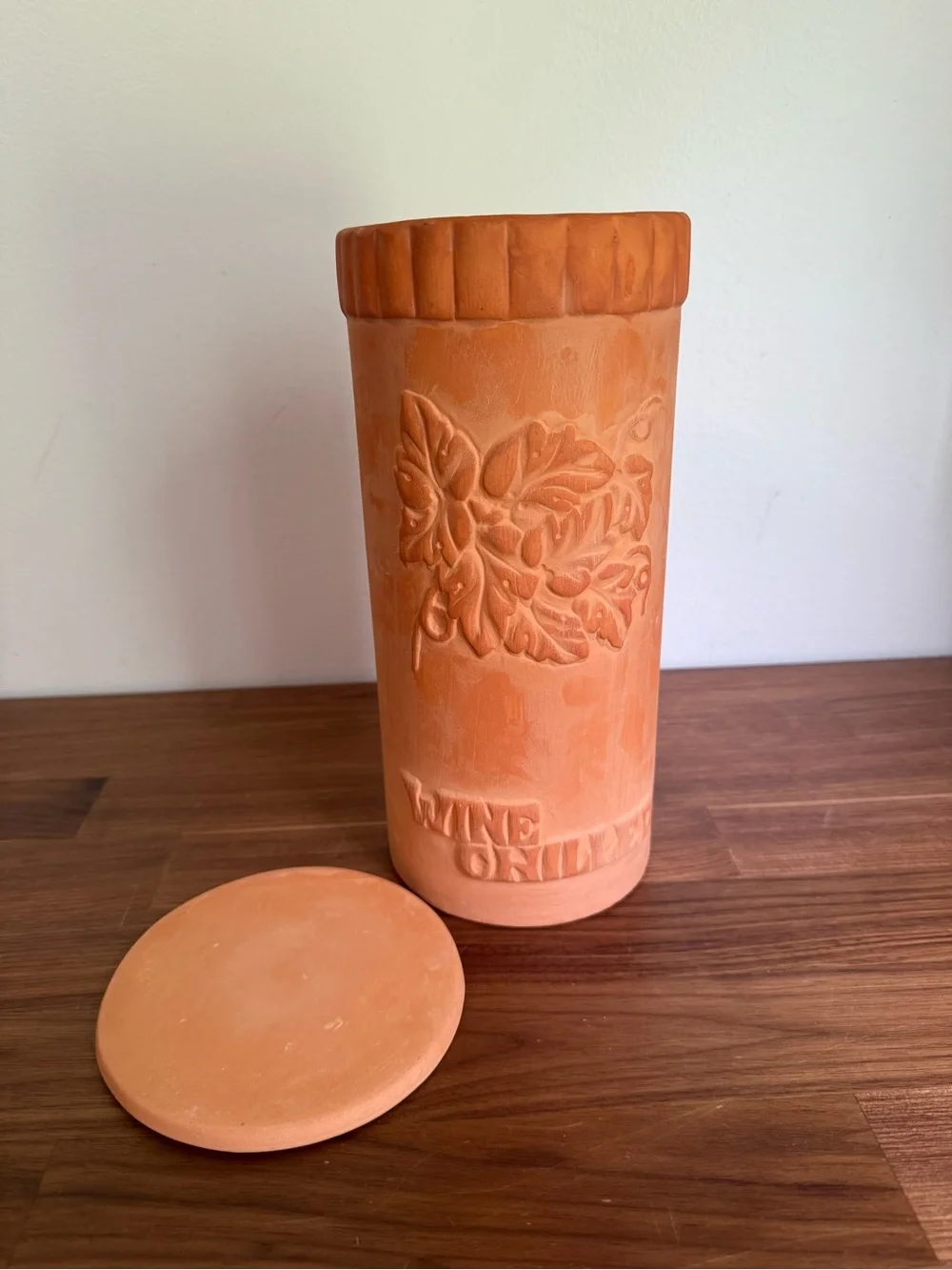 Vintage 1979 ABC Terracotta Wine Chiller Cooler Crock Grape Leaves with Lid